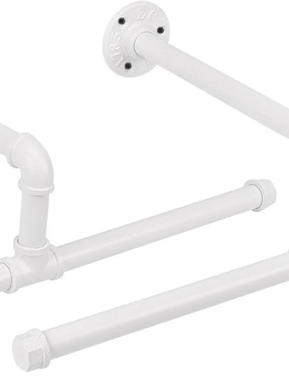 Jeasor Industrial Pipe White Clothes Rack Wall-Mounted